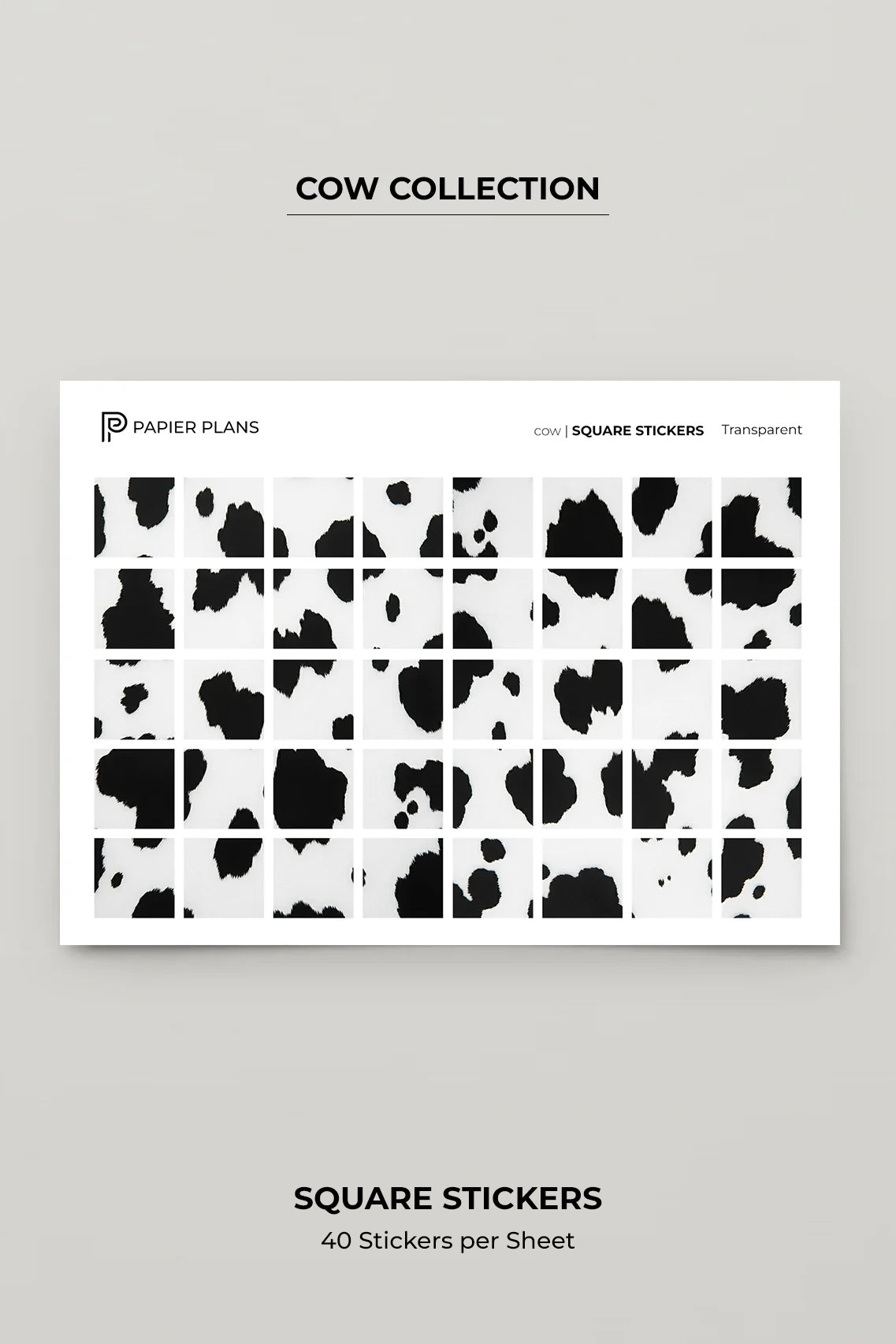 Square Stickers - Cow Print