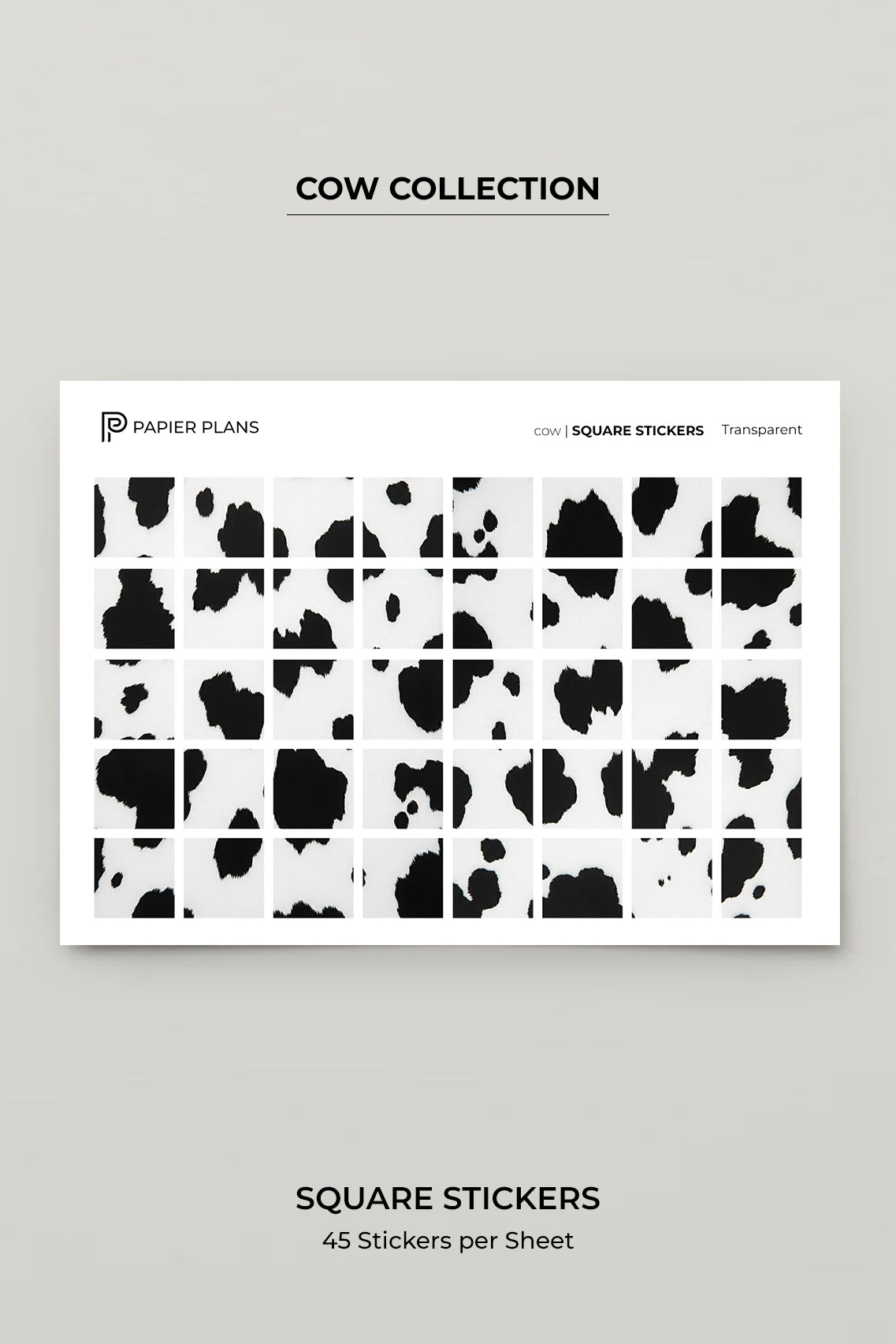 Square stickers - Cow