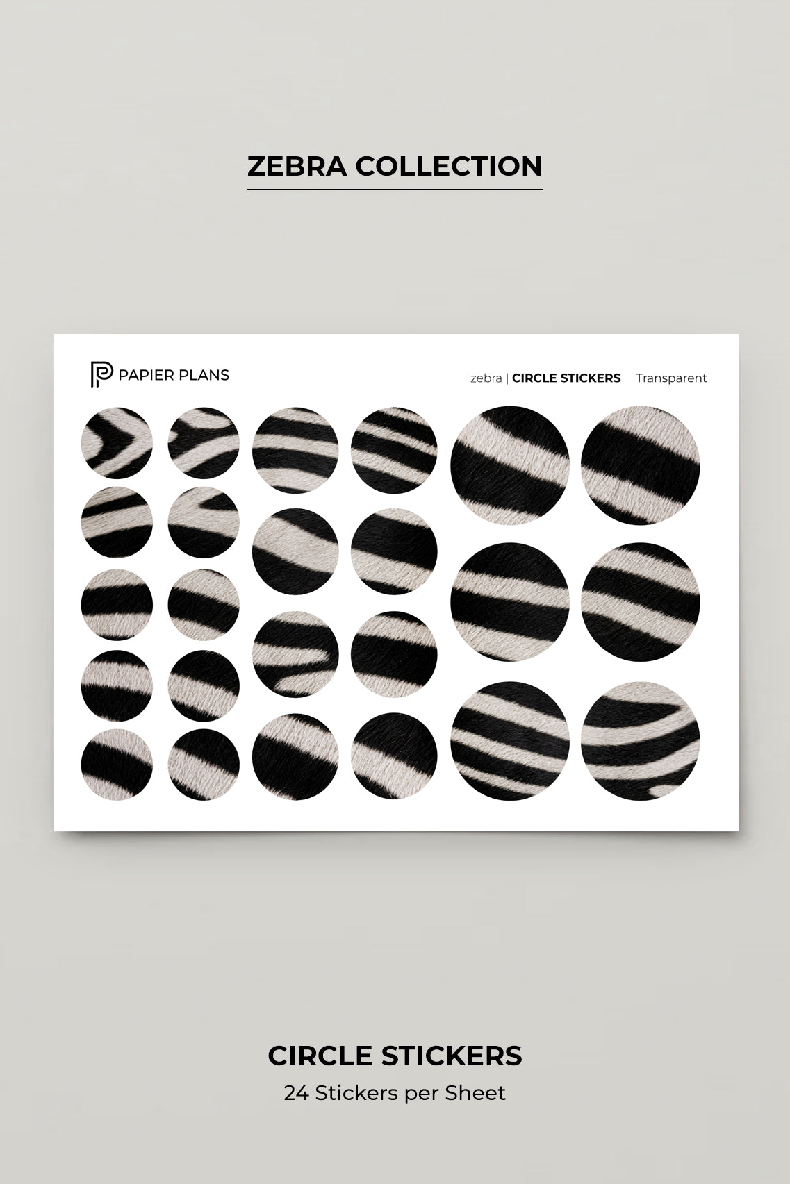 Circle Stickers - Zebra Print