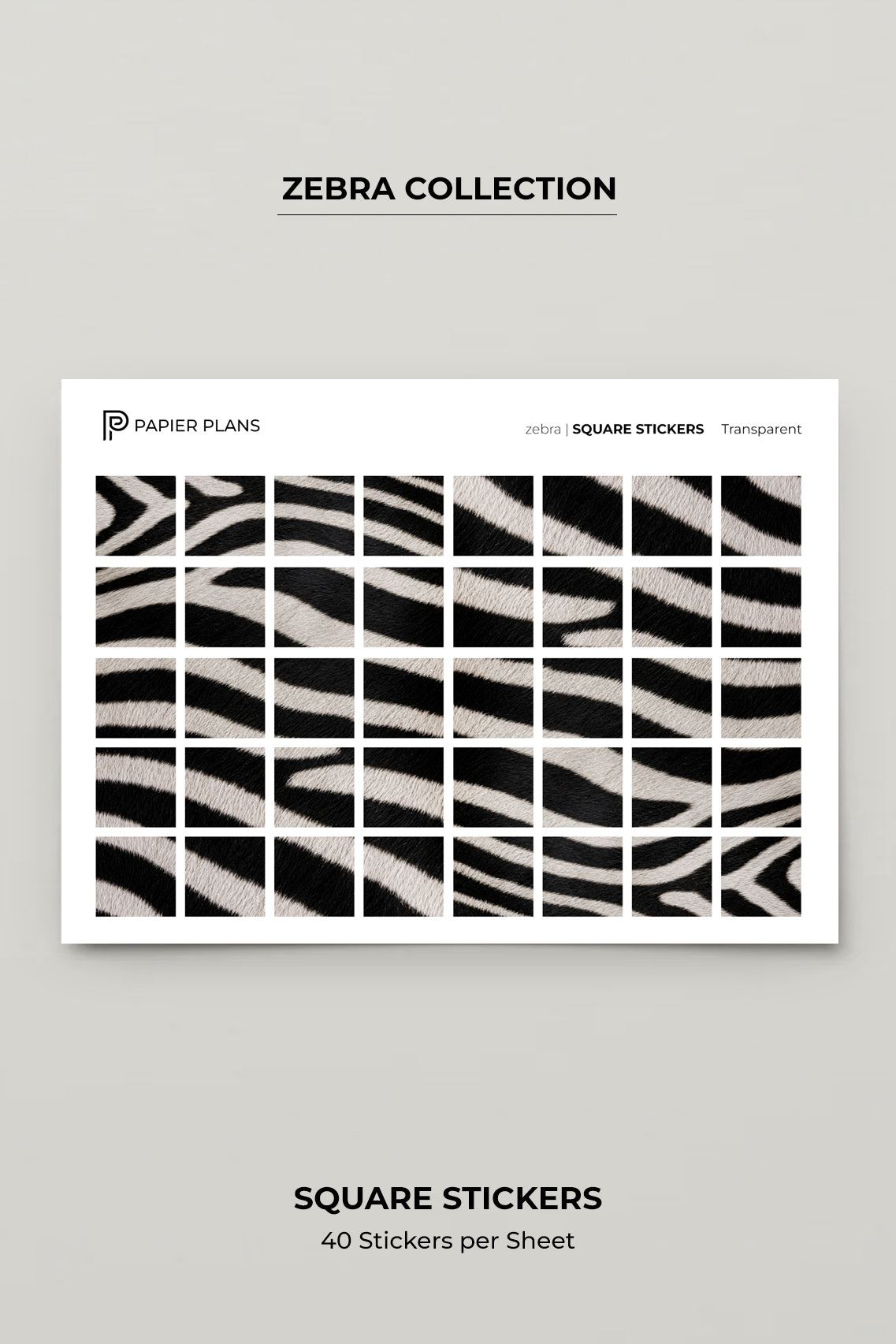 Square Stickers - Zebra Print