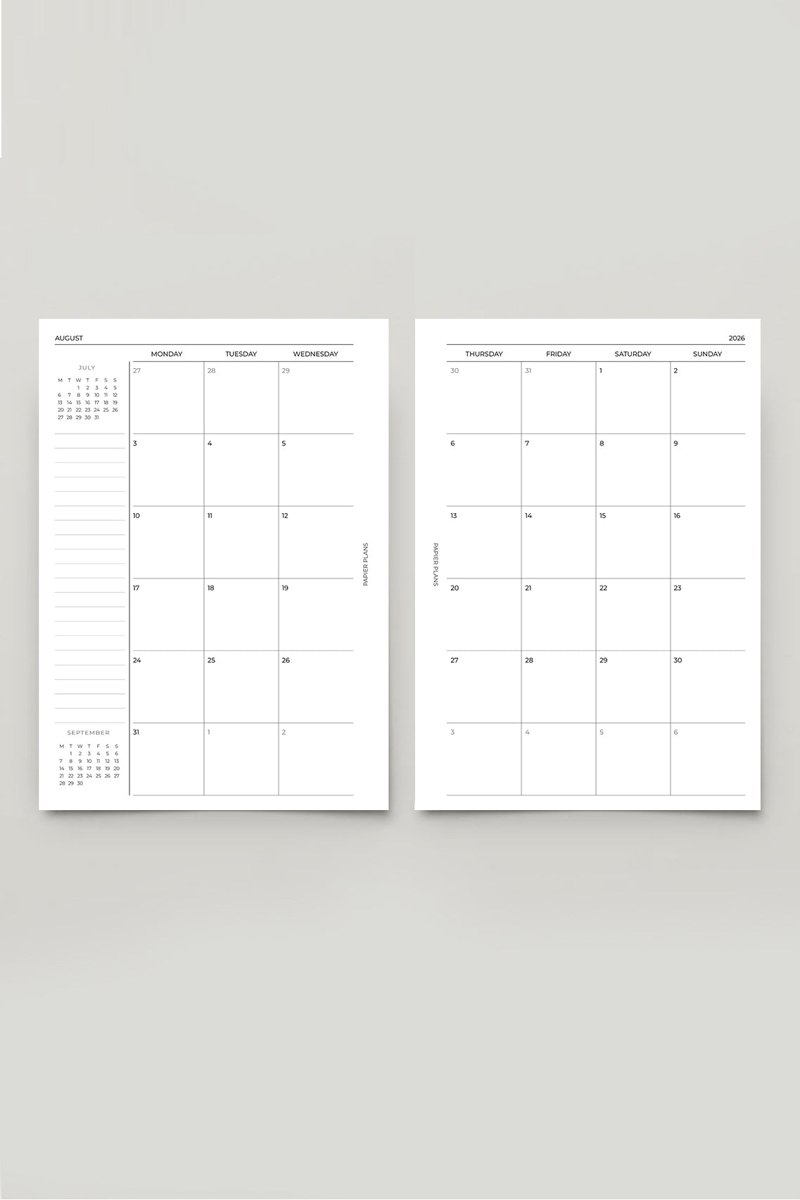 2026/2027 Monthly Calendar Insert