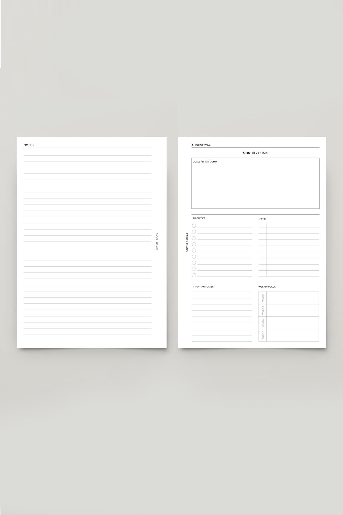 2026/2027 Monthly Calendar Insert