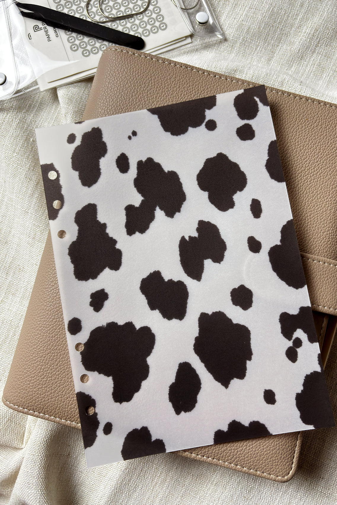 Vellum Planner Dashboard - Cow Print