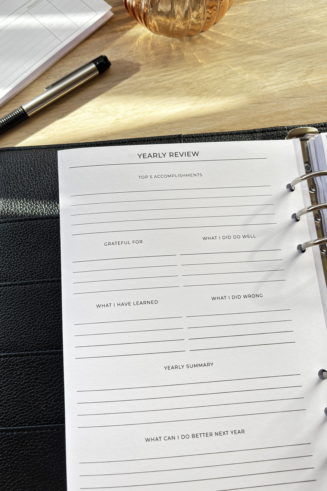 Yearly Overview Fold Out Planner Insert
